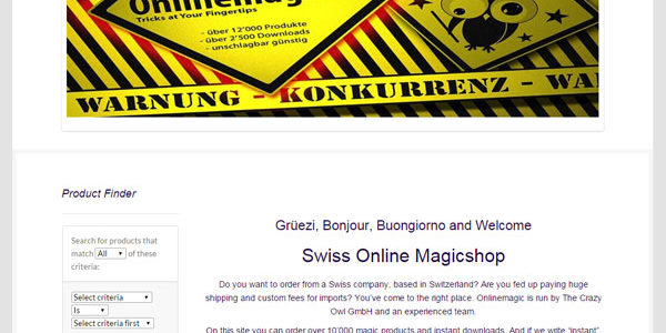 Home page of Online Magic in Switzerland