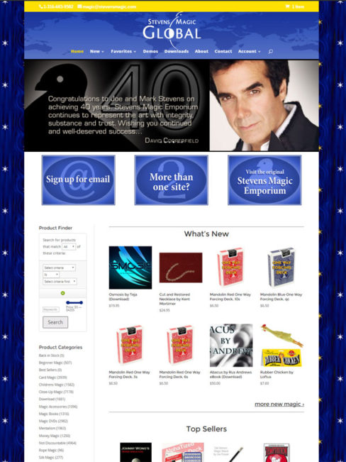 Stevens Magic Global is a website selling magic, built by Quality Magic Sites