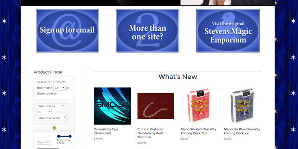 Stevens Magic Global is a website selling magic, built by Quality Magic Sites