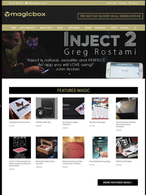 Magicbox UK magic website created by Quality Magic Sites